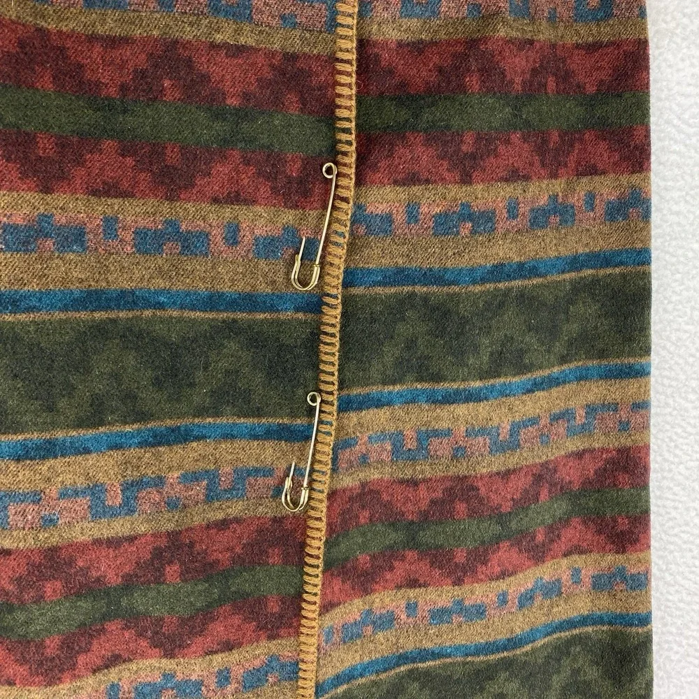 Vtg Field Gear Skirt Women 14 Green Wrap Blanket Wool Blend Southwest Earth Tone